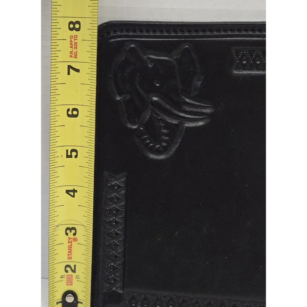 Vintage Leather Hand Tooled Black‎ Western Elephant Design Mouse Pad 9.5